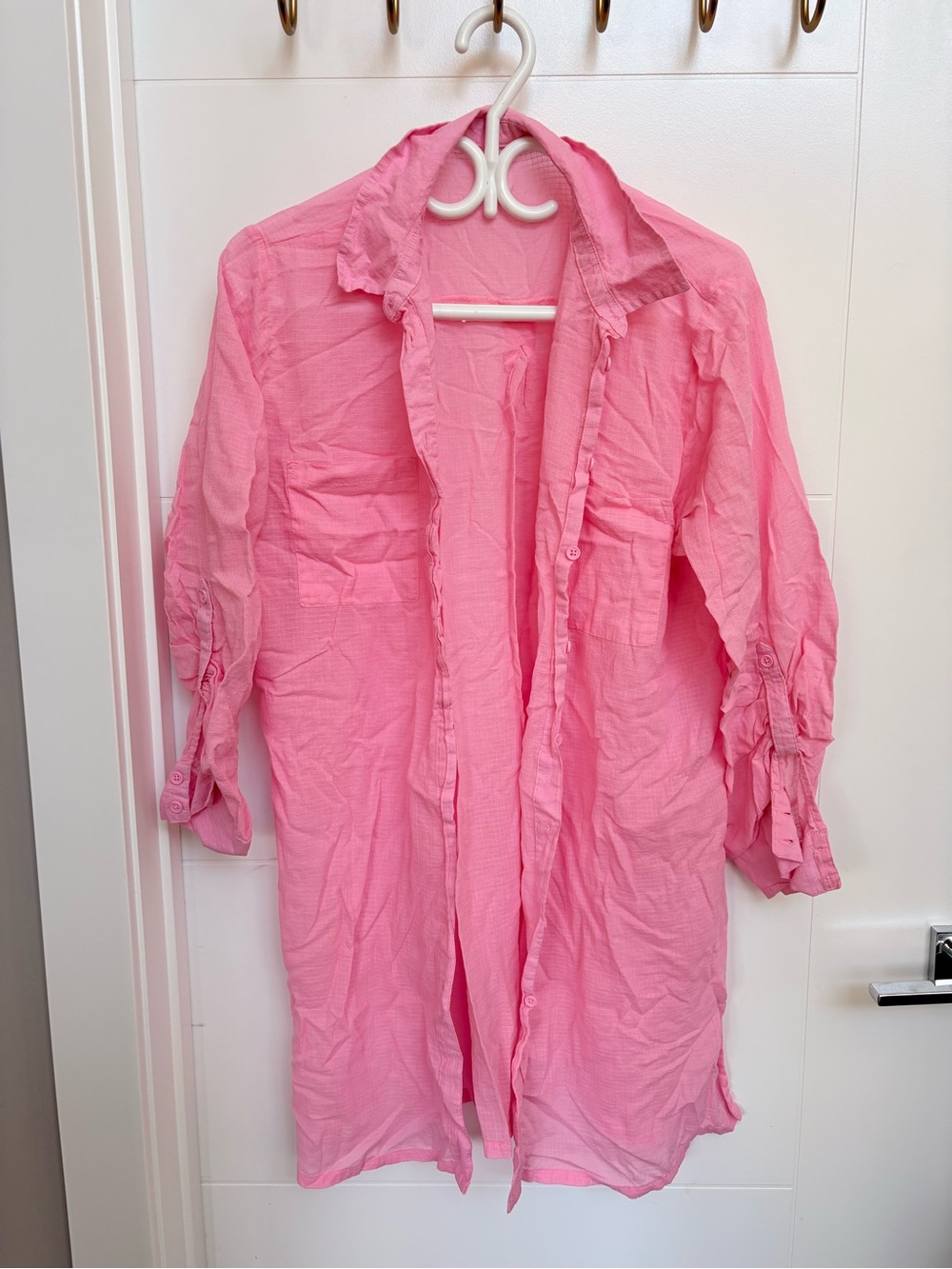 Pink button up Women's bathingsuit coverup